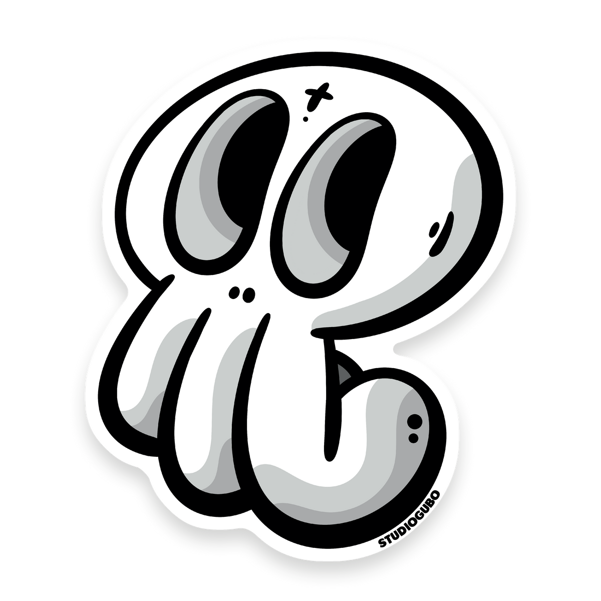 Bones - skull character sticker with hollow eyes