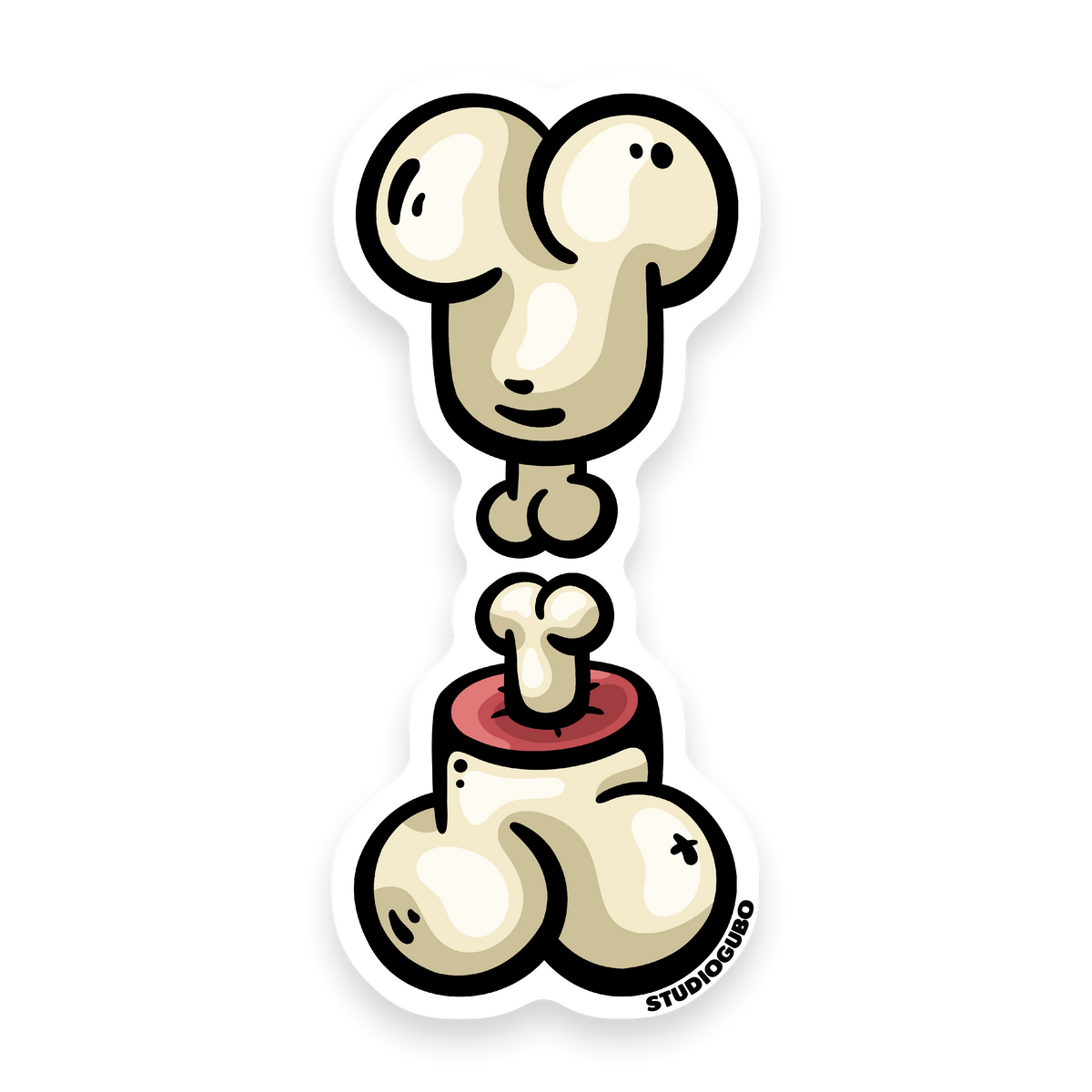 Bone - cream colored bone character sticker with a bone inside.