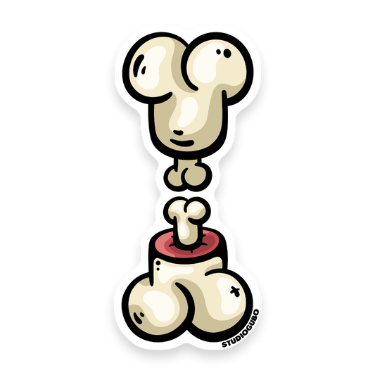 Bone - cream colored bone character sticker with a bone inside.