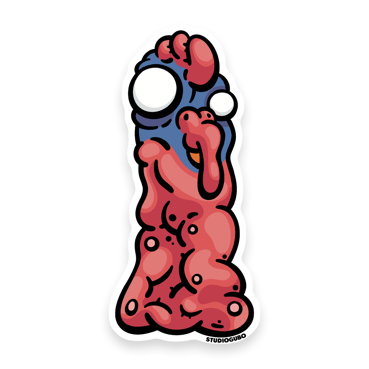 Cold Turkey - turkey character sticker with wide eyes and blue head