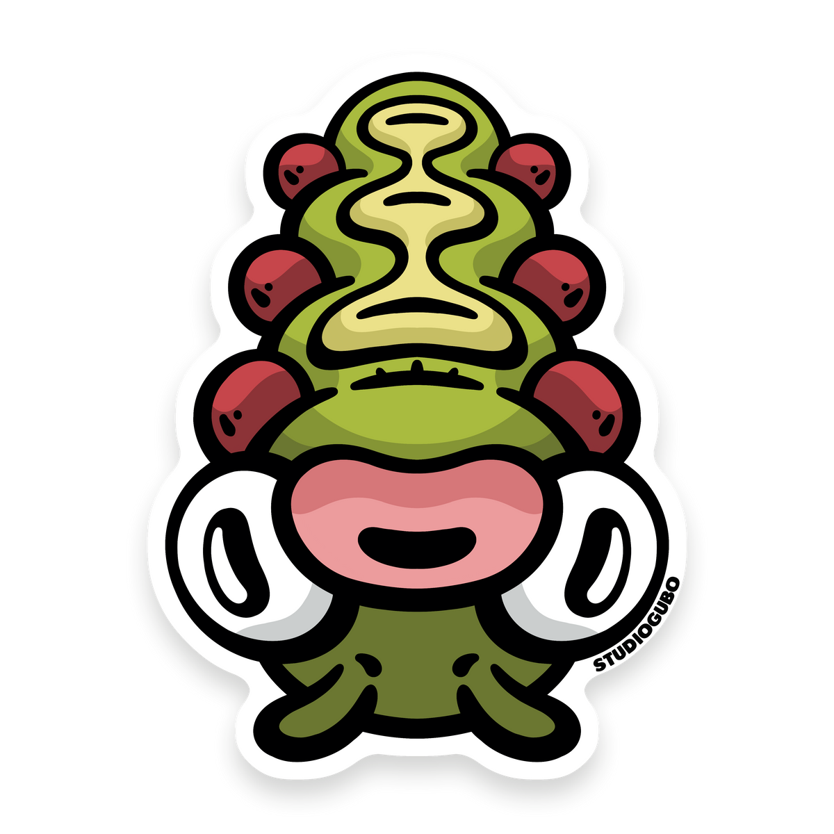 Flip - green upside down caterpillar character sticker with red feet