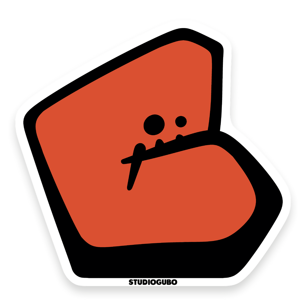 Gubo icon sticker, red brand mascot face with black outline