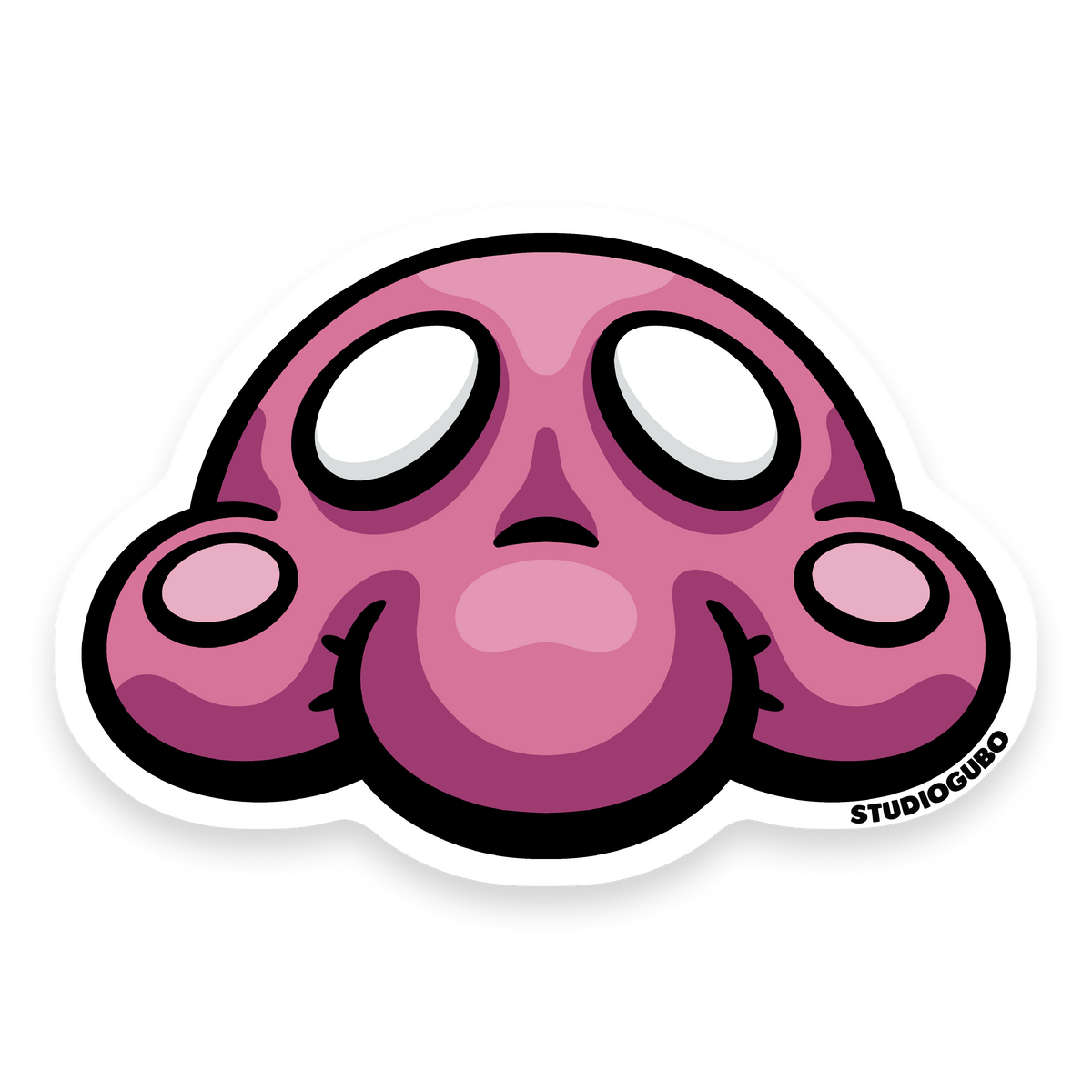 Octo - pink round octopus character sticker with big white eyes