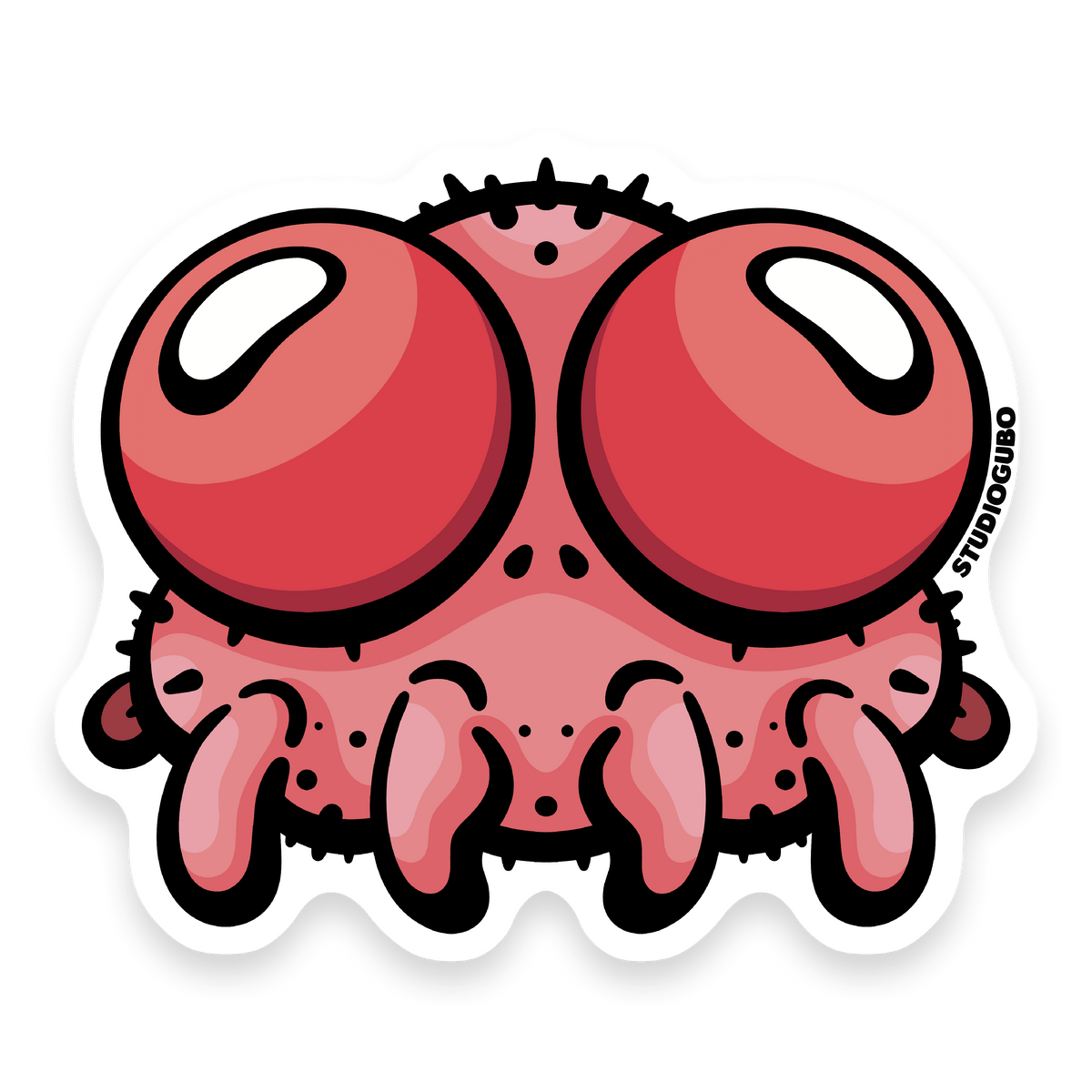 Para - red parasite character sticker with large bulbous eyes and many legs